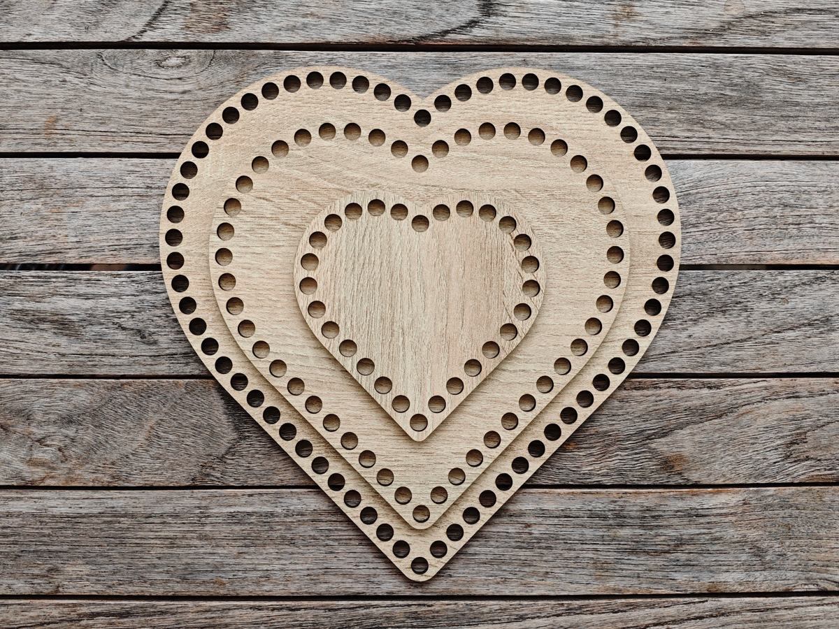 Häkelboden Herz, Natureiche beschichtet