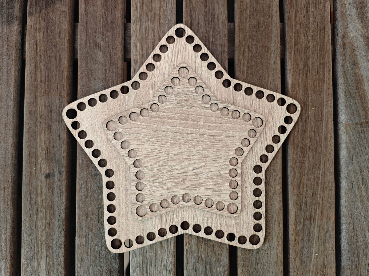 Häkelboden Stern - Natureiche beschichtet