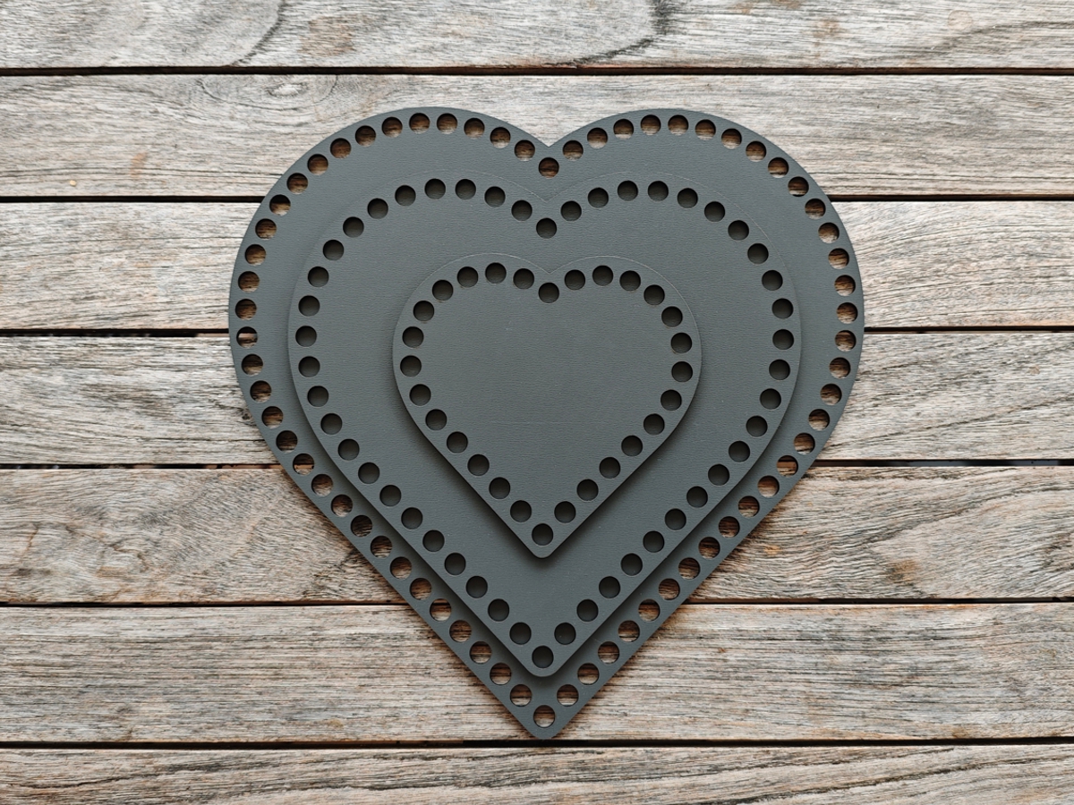 Häkelboden Herz, Anthrazit beschichtet