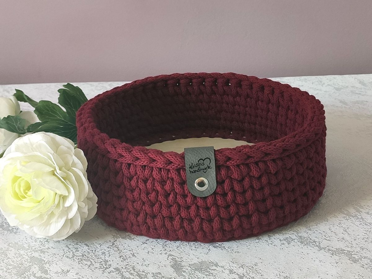 Häkelkorb mit Holzboden 22cm x 8cm